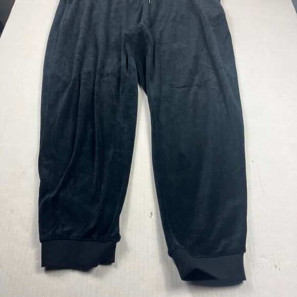 Bebe Velour Jogger Pants Black Rhinestone Logo Y2K Lounge Casual Track Pants 2X - Picture 3 of 11